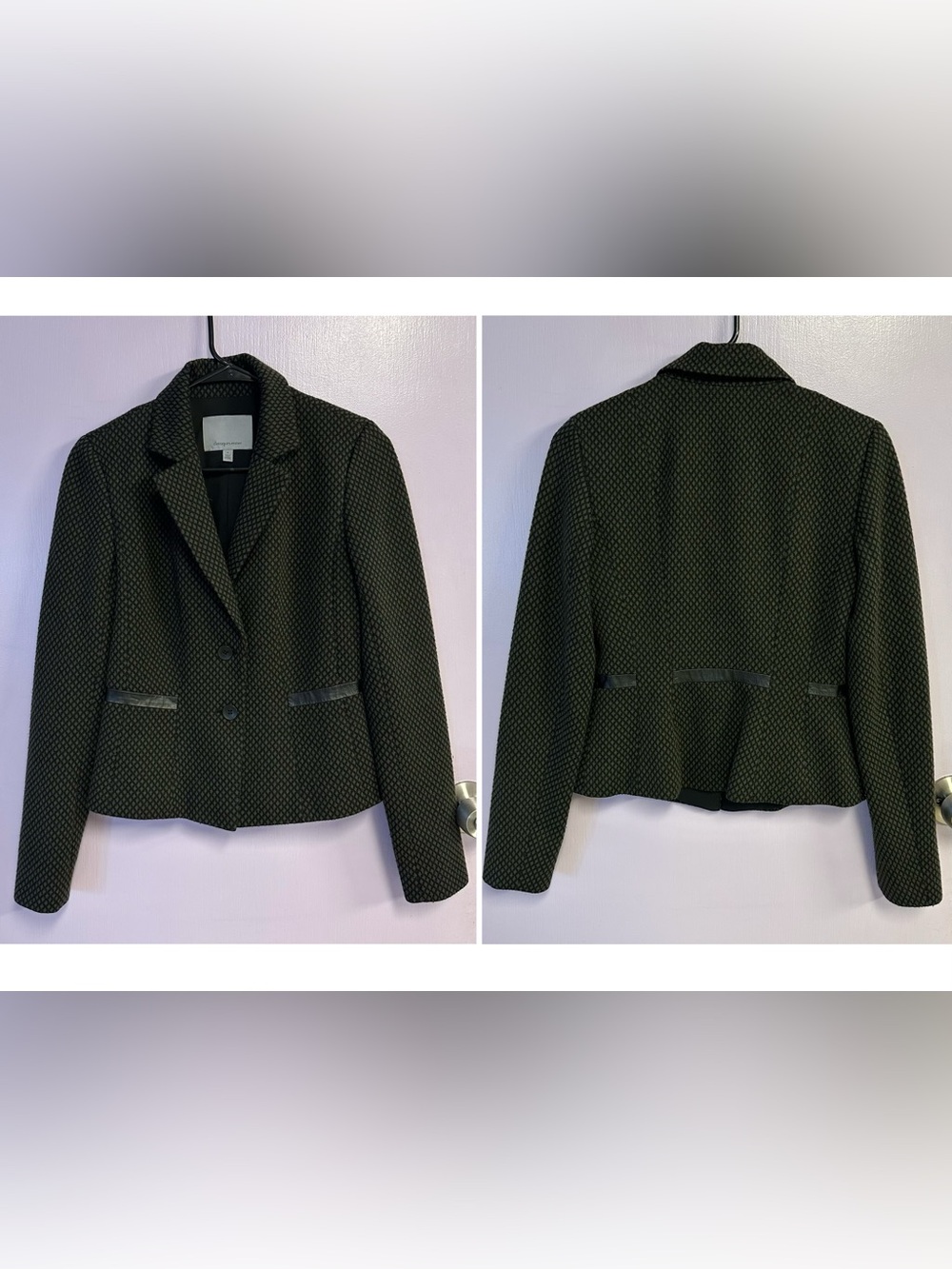 Classiques Entier Women’s Geometric Wool Blend Blazer Jacket Black Gray Size 2